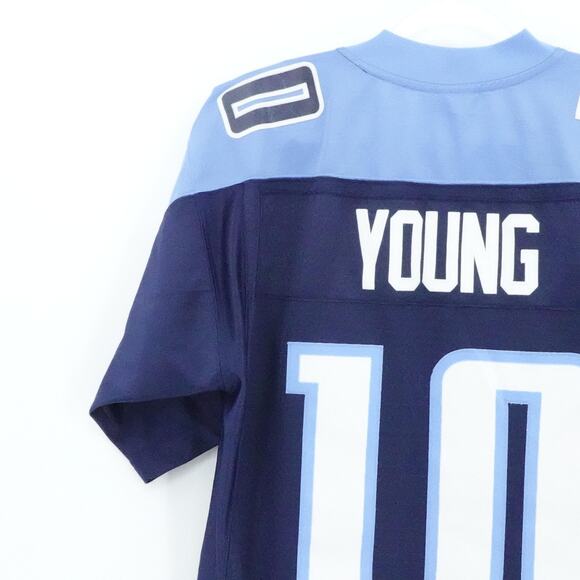 Tennessee Titans Football Jersey Mens Medium Navy Blue Vince Young NFL Reebok - Picture 8 of 16